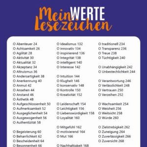 WERTE Lesezeichen aus "Mein Werte Buch"