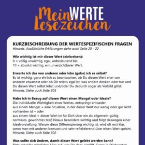 WERTE Lesezeichen aus "Mein Werte Buch"